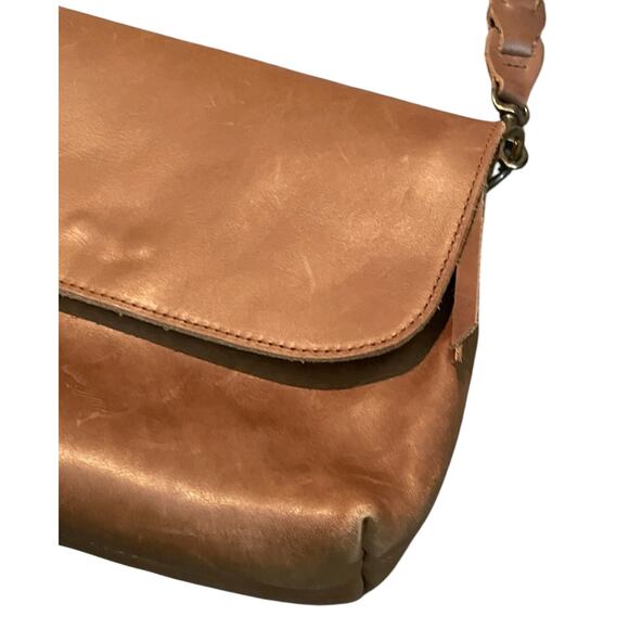 ABLE Perry Braided Shoulder Purse Whiskey Brown Genuine Leather Classic - Picture 5 of 12